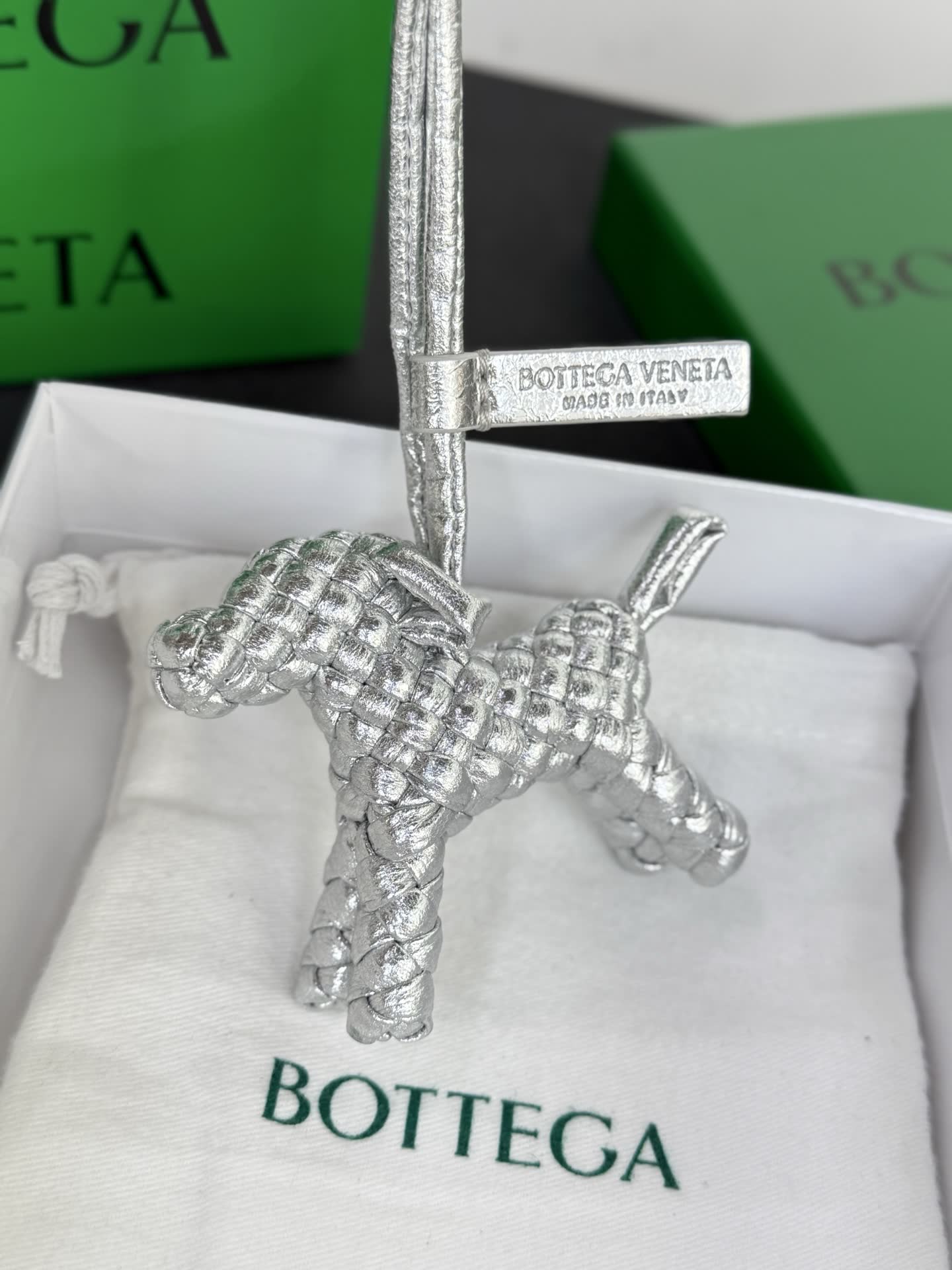 Bottega Veneta Silver Dog Charm